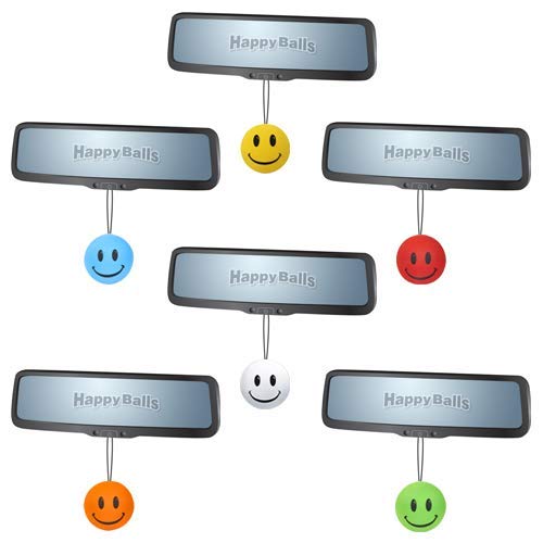 HappyBalls Happy Smiley Face Car Antenna Balls/Mirror Danglers/Auto Dashboard Buddies (Pack of 6) (Assorted Colors) - Thumbnail 4