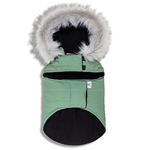Touchdog 'Eskimo-Swag' Duck-Down Parka Dog Coat, Large, Mint Green #TOP1