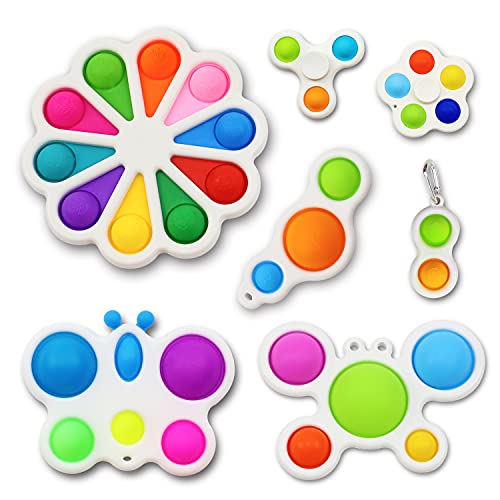 CarlCard Simple Dimple Fidget Toy, 7 PCS Simple Dimple Pack, Release Stress and Anxiety Sensory Fidget Toys for Kids Adults, Suitable for Birthday Gifts, Classroom Rewards, Carnival Prizes