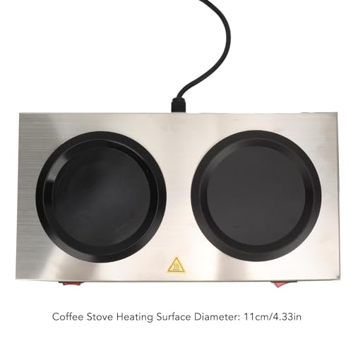 Commercial Coffee Warmer, Double Decanter Warmer Plate, Stainless Steel Coffee Stove for Cocoa Tea Water Milk, 65-80°C Portable Warmer for Cafe, Break Room, Buffet (US