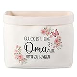 Xuniea Brotkorb Glück Ist, Eine Oma Wie Dich zu Haben Geburtstagsgeschenk Geschenke für Oma Brötchenkorb Brottasche Brotkorb Packwürfel aus Stoff Muttertag Großmutter Geschenk(Blumen)