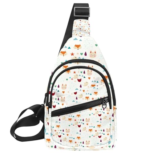 Sac à bandoulière oiseaux et renards - Sac à dos de randonnée multicolore 30x18x4cm