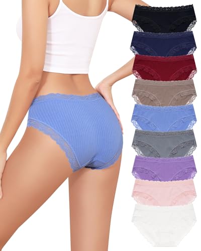 Aijolen Culotte Femme Coton Slip Femmes Culottes Dim Dentelle sous-Vêtements Féminins Respirant Hipster Bikini Panties Underwear Women Multipack S-XL
