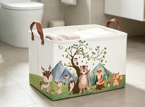 Image of Animal Baskets Cute Storage Bins Rectangular Storage Bin Organizer Book Box ,Animals Room Decor(Mountain animal)