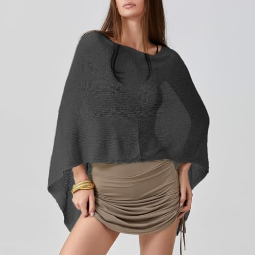 Mxiqqpltky Long Sleeve Sheer Sweaters for Women Lightweight Boat Neck Loose Fit Y2k Knit Shirts Top Beach Coverup2