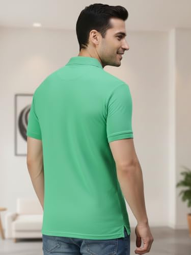 Image of Lux Cozi Men's Polo T-Shirt Regular Fit Half Sleeves with Pocket | Cotton Blend Polo Neck Collar T-Shirt for Men | Casual, Office Comfortable Breathable T-Shirt | Stylish Plain Tee