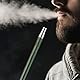 Shisha Mundstück Schlauch Griff Teil - Kitosun Shisha Zubehör 100% Kohlefaser hülle Shisha Mundstück Griff mit Edelstahl Mundstücke Ergonomisch Gestaltet Universal Elegant (Grüner Streifen)