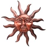 VCUTEKA 27" Sun Metal Wall Art Outdoor Decor Moon Wall Decoration Metal Wall Sculpture Hanging Garden Wall Art Wall Sculpture for Indoor Outdoor Patio Fence Decoration Brown