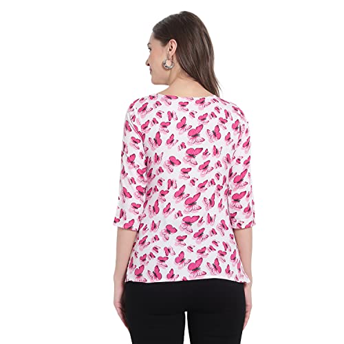 Image of Holy libas Women's Crepe Regular Fit Top, Printed Black Straight, Casual Wear Short Kurti, Stylish Tunic Tops for Women