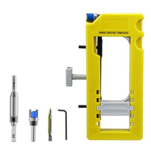 Adjustable Door Hinge Jig and Router Mortiser Installation Kit for Square and Radius Hinges (3 to 5 Length, 1/4 or 5/8 Thickness) - No Hammer Required, Ideal for Precise Hinge