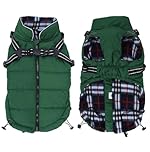 babepet Warm Pet Dog Coats with Harness,Waterproof Small Dog Jacket Coat,winter Dogs Clothes with Chest Strap,Zip Up Puppy Coat for Outdoor Walking-Green-XL