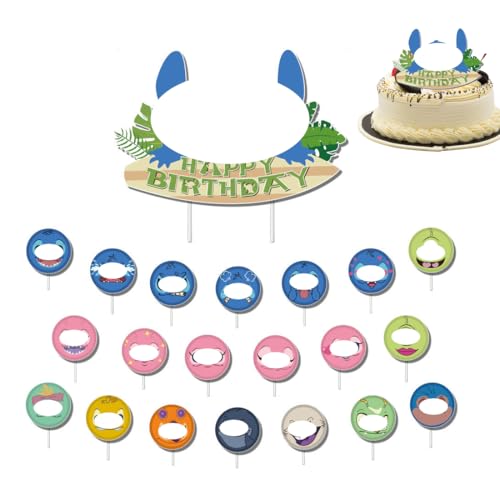 21 Piezas Decoracion Tartas Cumpleaños,Decoracion para Tartas Infantiles,Cake Topper para Fiesta de Cumpleaños Niños,Decorar Tartas de Cumpleaños