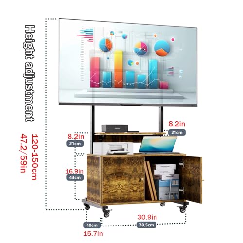 Soporte móvil para TV con ruedas y almacenamiento miniatura 2