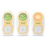 VTech 2 Parent Units Digital Audio Baby Monitor with Up to 1500ft of Range, Night Light, Soothing Lullabies, Two-Way Talk, Temperature Sensor, Record Your Own Voice, Feeding Reminder: DM1215-2