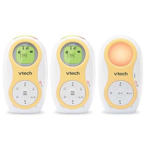VTech 2 Parent Units Digital Audio Baby Monitor with Up to 1500ft of Range, Night Light, Soothing Lullabies, Two-Way Talk, Temperature Sensor, Record Your Own Voice, Feeding Reminder: DM1215-2 by VTech - Used condition - US$34.40