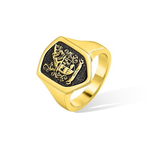callie Personalized Signet Ring for Men, 925 Sterling Silver/Brass Coat