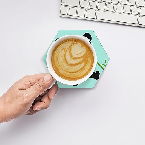 Dessous de verre panda en céramique absorbante avec support pour bureau