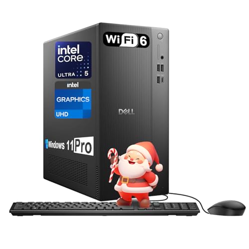 Image of Dell 2025 Tower Desktop Computer - Intel 10-Core Ultra 5 225, 32GB DDR5 RAM, 1TB SSD, Intel UHD Graphics, Wi-Fi 6 & Bluetooth 5.4, Win11 Pro, HDMI, w /Wired Keyboard & Mouse