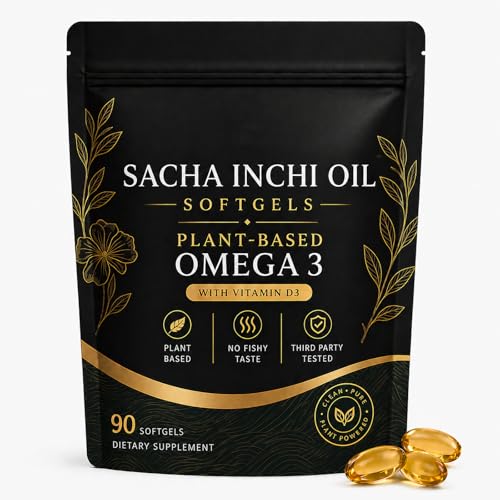 Sacha Inchi Oil Plant-Based with Vitamin D3 Vegan Alternative to Fish Oil for Skin 90/Bag