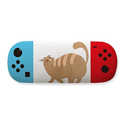Étui de rangement pour lunettes chat marron en simili cuir rigide