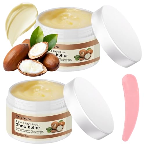 2 Pcs Manteca De Karite Pura Ecologica Shea Butter Crema Karite Hidratante Y Humectante Refrescante Y No Graso Apto Para Rostro Cuerpo Cabello Equipado Con 1 Cuchara Crema Facial(240g)