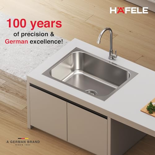 Image of Hafele Astral 2418 Stainless Steel Single Bowl Kitchen Sink | 24x18 Inches | 304 Grade Steel | Satin Finish | Compact & Durable Kitchen Sink