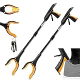 2Pack 32 inch GrabRunner Folding Reacher Grabber Tool with Shoehorn,360° Rotating Head Grabber Tool with Strong Magnetic,Grabbers for Seniors