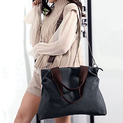 Bolso Tote de Lona para Mujer, Negro miniatura 4
