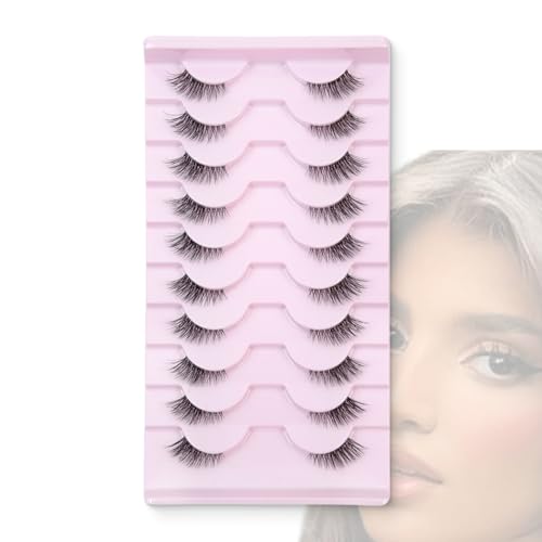 Pestañas Postizas Naturales Medias Pestañas Postizas Banda Tranparente Wispy Pestañas Ojo De Gato 10 Pares Cat Eye Lashes Suave Half Lashes