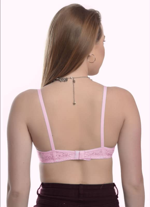 Image of FEELS Printed Non Padded Bra for Women Pack of 2 (34, Pink & Sky Blue)
