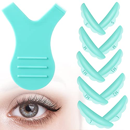 Loopeer Y-Shaped Eyelash Brush Silicone Eyelash Lift Pads Makeup Utensil Reusable Lash Lifting Shield Pads Supplies Eyelash Perming Tool Set for Women, 6 Piece Set