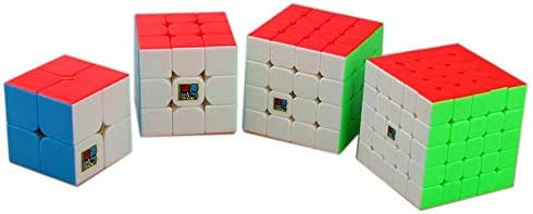 GoodPlay Pack of 4 MoYu MOFANGJIAOSHI Magic Cubes 2x2 3x3 4x4 5x5 Stickerless Speed Cubes Set, Puzzle Cubes Collection Set