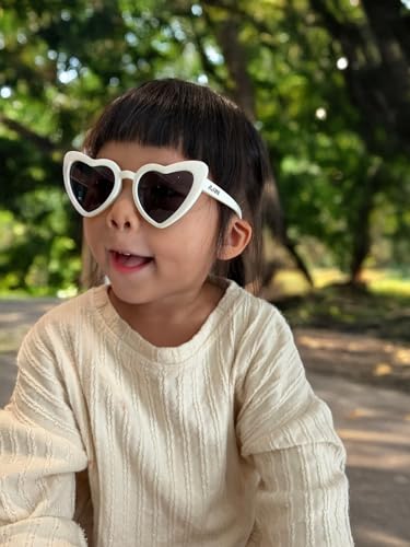 SUKIDA Heart Kids Sunglasses for Boys Girls Toddlers, Barbie Cute Summer Party, Bendable UV400 TPEE Frame BPA-free, Age 3-103