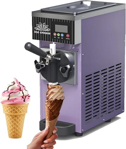Soft Serve - Máquina de helado comercial, 450 W, con panel LCD, salida de 4 a 8 kg/h, tolva refrigerada de 2,5 L, limpieza automática y preenfriamiento