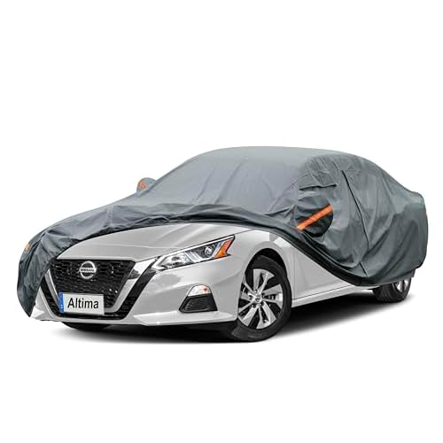 Premium Car Cover Custom Fit Nissan Altima (1998-2025), 16 Layers Heavy Duty Car Cover Waterproof All Weather with Zipper Door for Sun Rain Snow Dust Uv Protection