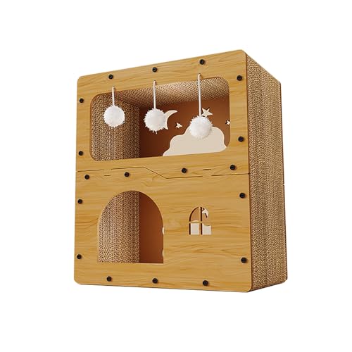 Cicpvim キャット猫爪研ぎ ハウス,猫用爪とぎボード、オールシーズン対応のユニバーサル猫用ベッド、段ボール製、特大、交換可能、3層高級ヴィラ猫用品,I