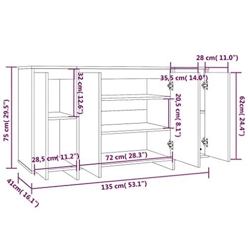 Golinpeilo Sideboard Buffet Server Storage Cabinet With 4 Doors, Console Table Home Kitchen Sideboard Dining Room Furniture Entryway Cupboard, Black 53.1"X16.1"X29.5" (W) #TOP1