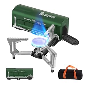 INFOOD Portable Butane Gas Camping Stove – 7500 BTU Compact Folding Design with Carry Bag for Backpacking, RV Trips, Picnic & Outdoor Indoor Cooking, Green