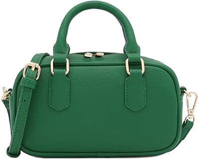 FashionPuzzle Mini PU Leather Satchel Purse Top Handle Crossbody Bag, Kelly Green