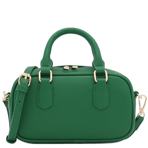 FashionPuzzle Mini PU Leather Satchel Purse Top Handle Crossbody Bag, Kelly Green