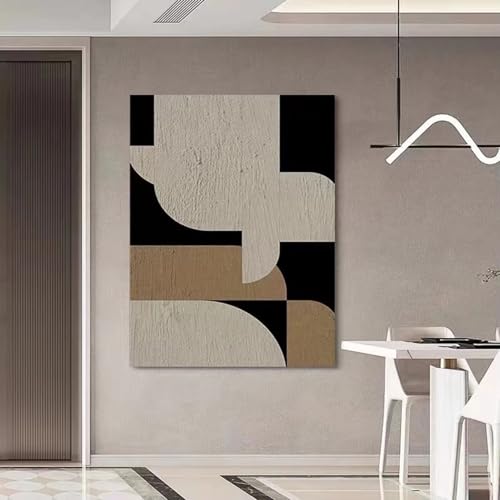 Tableau abstrait noir et blanc et or AEFOUU - Toile moderne 30 x 45 cm