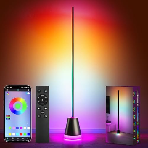 Keepsmile Smart Corner Stehlampe,16 Millionen Farben wechselnde RGB LED lampe mit Fernbedienung und APP,Moderne stehlampe dimmbar für Schlafzimmer mit Musik Sync,Time,floor lamp für Party
