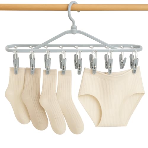 Tendedero colgante, Colgadores de Ropa, Tendedero Ropa Interior, Perchas Plastico Plegable para colgar calcetines, calzoncilllos o bragas, Giratoria 360 Grados, 36x 11 cm, Contiene 12 ganchos