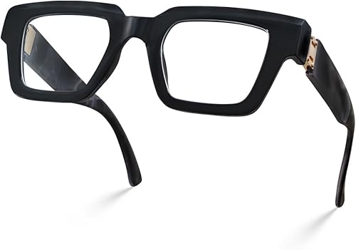 LA040 - Lentes de luz azul para mujer, marco cuadrado de acetato grueso de gran tamaño, para gafas de computadora y juegos