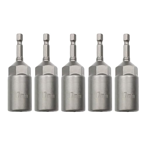 Image of 6-19mm Quick-Change 1/4 inch Hex Shank Metric Deep Socket Screwdriver Impact Nut Setter Extractor Remover Driver Drill Bit, 80mm Length, for Electric Manual Impact Screwdriver (5, 17mm)