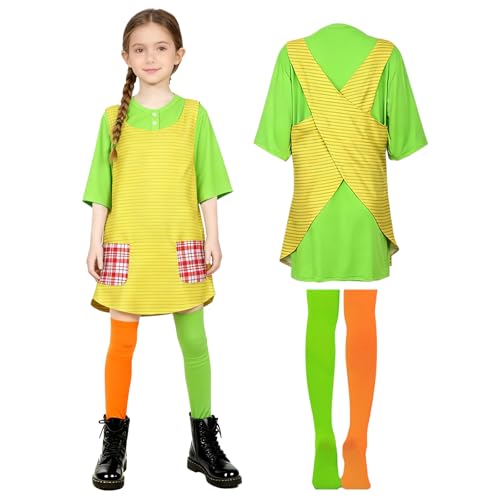 Disfraz de Niña Carnaval, Conjunto de Disfraz de Calcetín Calcetines de Colores, Traviesa Halloween, Vestido Niña para Halloween, Cosplay, Carnaval