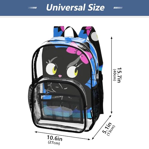 Cartoon Cute Black Cat Kid Clear Backpack Clear Bookbag For Boys Transparent Seethrough Heavy Duty Backpacks4