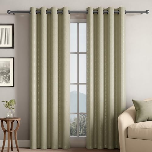 Image of Wakefit Jacquard Room Darkening Curtain | Light Blocking Upto 70% | (7 x 3.9 ft) | Door Curtain | Set of 2 | Reduces Noise | Machine Washable | Smash |Stripe Taupe