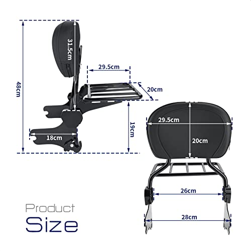 Bravema Motorcycle Detachable Passenger Backrest Sissy Bar With Luggage Rack Fit For Harley Touring Road King Road Glide 1997-2008 #TOP6