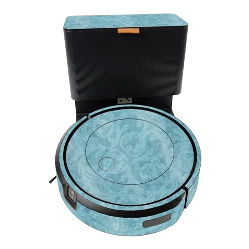 Glossy Glitter Smart Home Skin Compatible with iRobot Roomba J5 Plus - Baby Blue Jacquard - Premium Vinyl Protective Wrap Decal Cover - Easy to Apply | Crafted in The USA by MightySkins